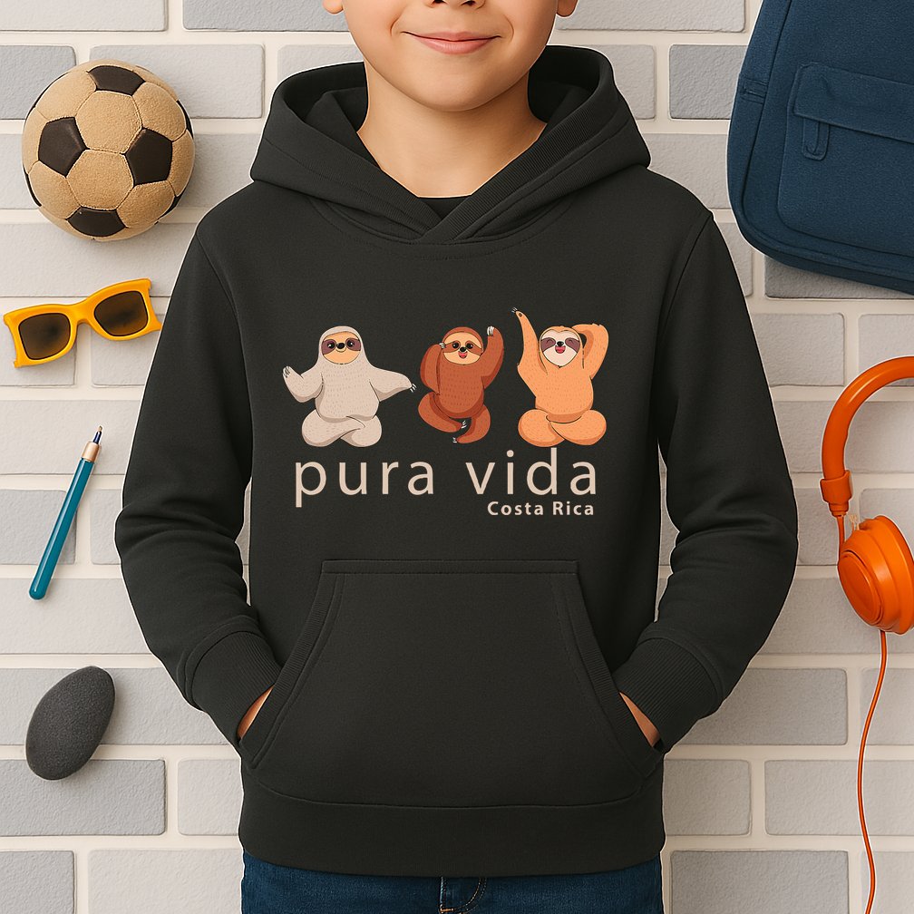 Costa Rica Sloth Kids Hoodie