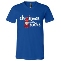 Christmas Really Sucks Gnome For Christmas Muffles Meaningful Gift V-Neck T-Shirt