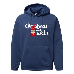 Christmas Really Sucks Gnome For Christmas Muffles Meaningful Gift Performance Fleece Hoodie