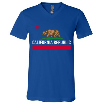 California Republic State Flag Cool Gift V-Neck T-Shirt