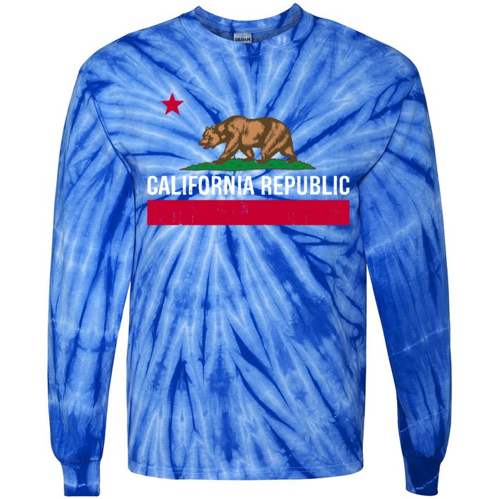 California Republic State Flag Cool Gift Tie-Dye Long Sleeve Shirt