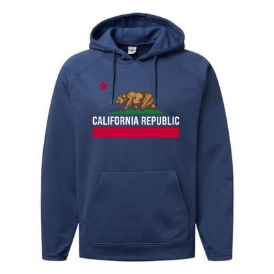 California Republic State Flag Cool Gift Performance Fleece Hoodie