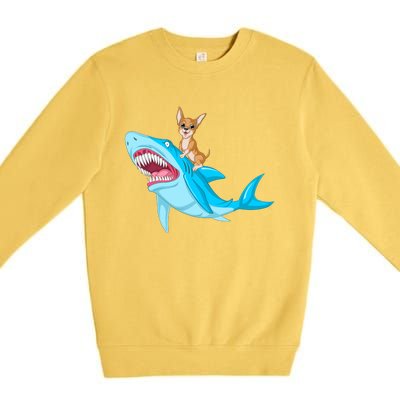 Chihuahua Riding Shark Premium Crewneck Sweatshirt