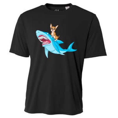 Chihuahua Riding Shark Cooling Performance Crew T-Shirt