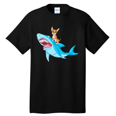 Chihuahua Riding Shark Tall T-Shirt