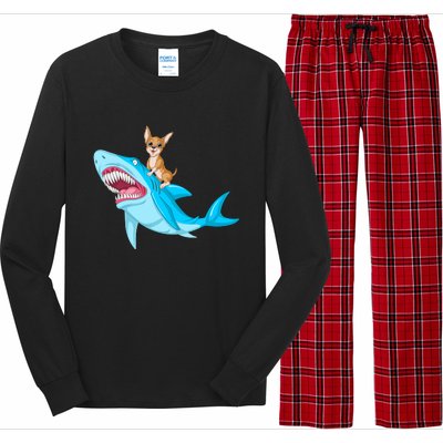 Chihuahua Riding Shark Long Sleeve Pajama Set