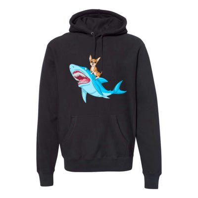 Chihuahua Riding Shark Premium Hoodie