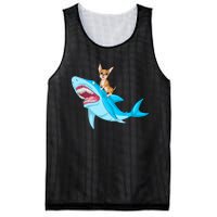 Chihuahua Riding Shark Mesh Reversible Basketball Jersey Tank