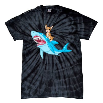 Chihuahua Riding Shark Tie-Dye T-Shirt