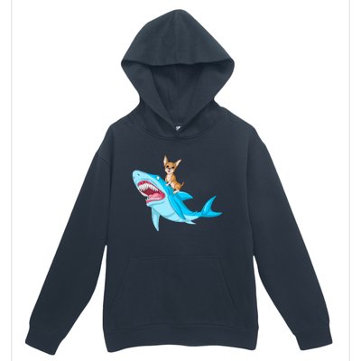 Chihuahua Riding Shark Urban Pullover Hoodie