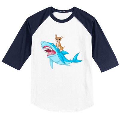 Chihuahua Riding Shark Baseball Sleeve Shirt