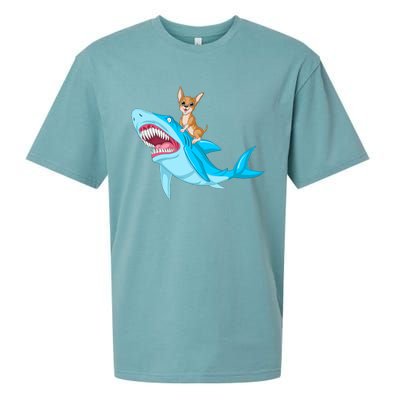 Chihuahua Riding Shark Sueded Cloud Jersey T-Shirt