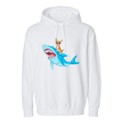 Chihuahua Riding Shark Garment-Dyed Fleece Hoodie