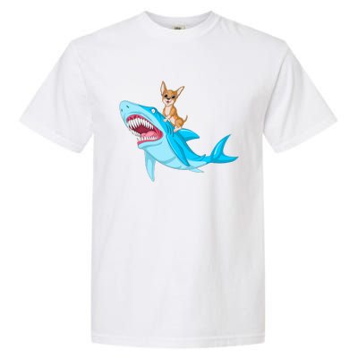 Chihuahua Riding Shark Garment-Dyed Heavyweight T-Shirt