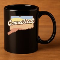 Connecticut Retro Sunset Logo 11oz C Handle Ceramic Mug