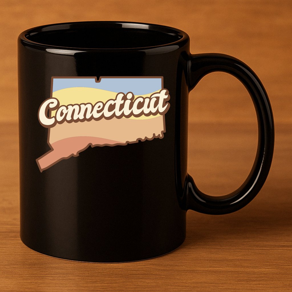 Connecticut Retro Sunset Logo 11oz C Handle Ceramic Mug