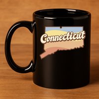 Connecticut Retro Sunset Logo 11oz C Handle Ceramic Mug