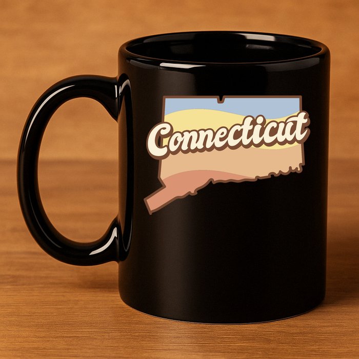 Connecticut Retro Sunset Logo 11oz C Handle Ceramic Mug