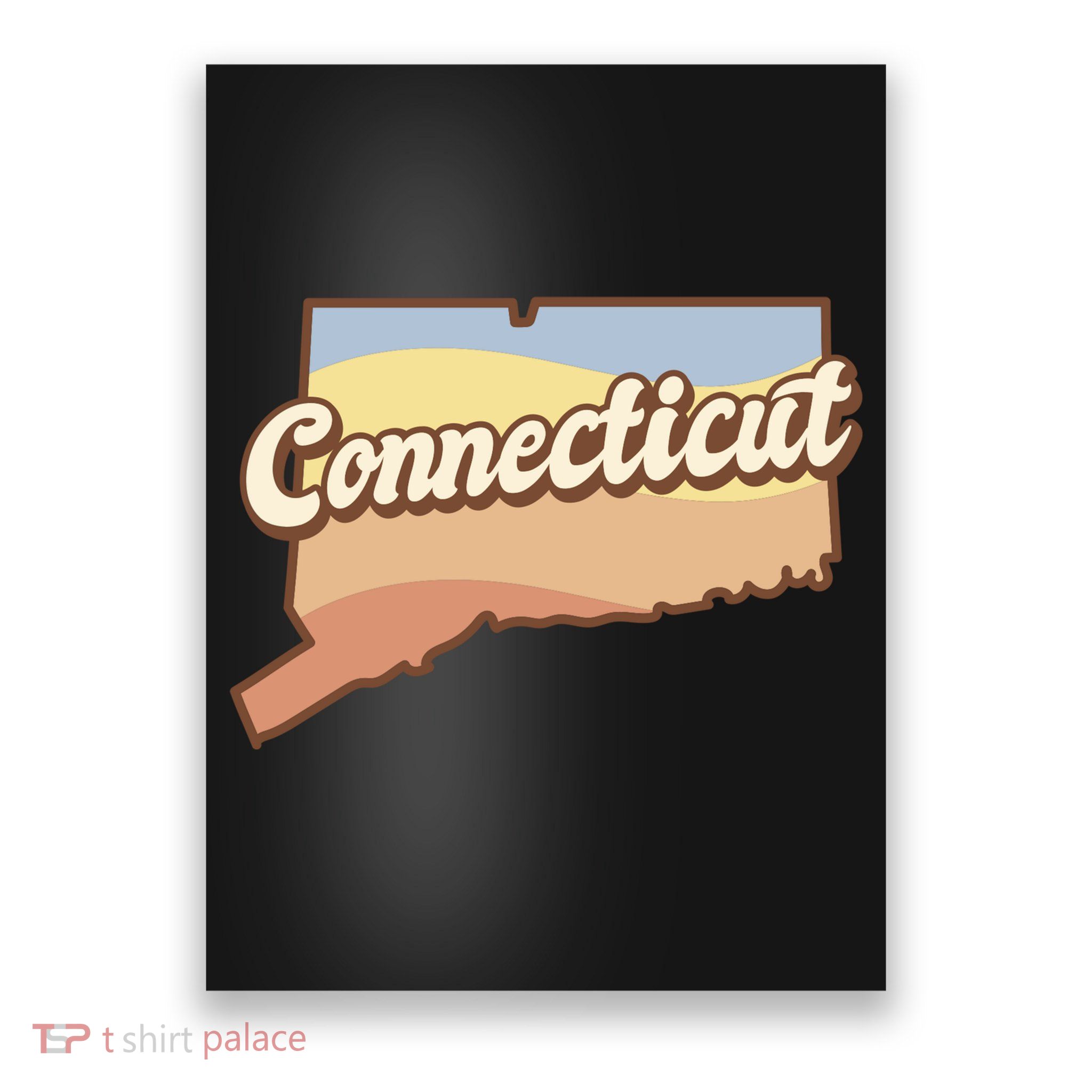 Connecticut Retro Sunset Logo Poster