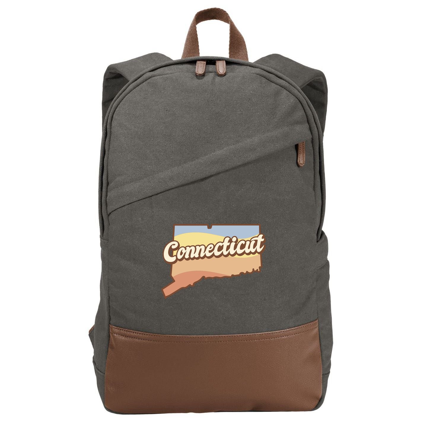 Connecticut Retro Sunset Logo Cotton Canvas Backpack