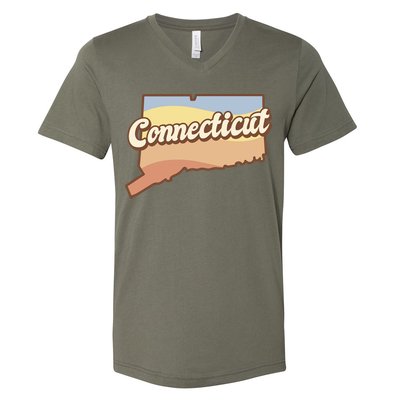 Connecticut Retro Sunset Logo V-Neck T-Shirt