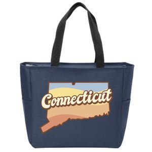 Connecticut Retro Sunset Logo Zip Tote Bag