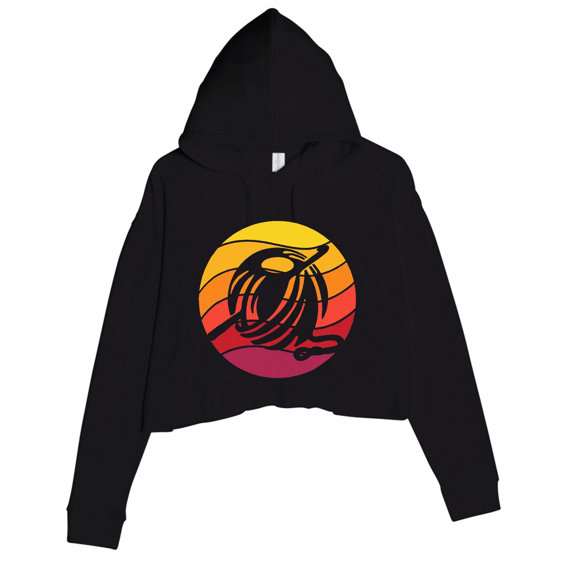 Crochet Retro Style Vintage Crop Fleece Hoodie