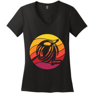 Crochet Retro Style Vintage Women's V-Neck T-Shirt