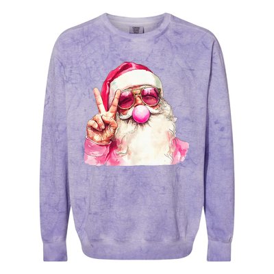 Cute Retro Santa Christmas Blowing Bubble Vintage Girly Colorblast Crewneck Sweatshirt