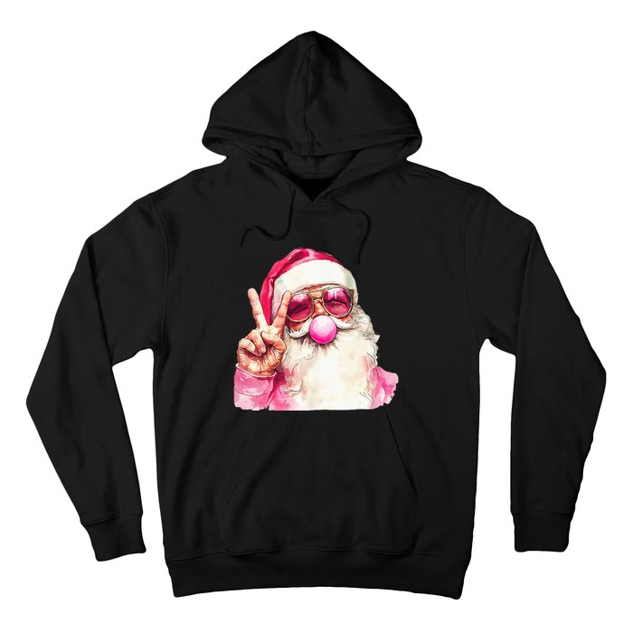 Cute Retro Santa Christmas Blowing Bubble Vintage Girly Hoodie