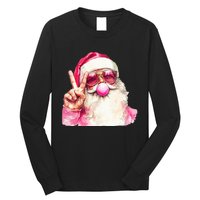 Cute Retro Santa Christmas Blowing Bubble Vintage Girly Long Sleeve Shirt