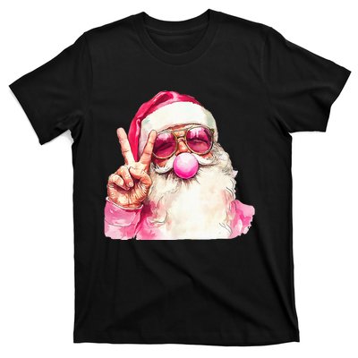 Cute Retro Santa Christmas Blowing Bubble Vintage Girly T-Shirt