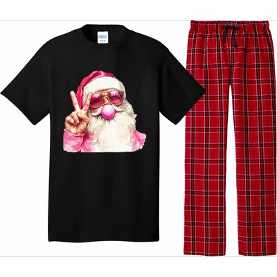 Cute Retro Santa Christmas Blowing Bubble Vintage Girly Pajama Set