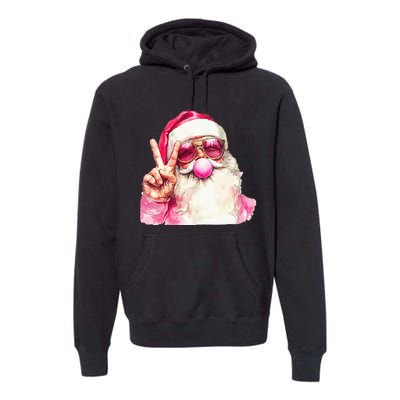 Cute Retro Santa Christmas Blowing Bubble Vintage Girly Premium Hoodie