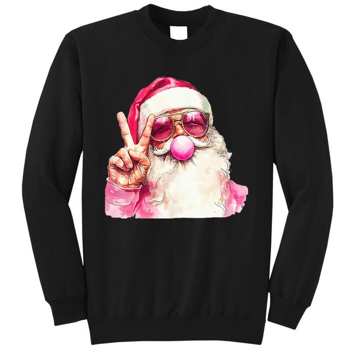 Cute Retro Santa Christmas Blowing Bubble Vintage Girly Tall Sweatshirt