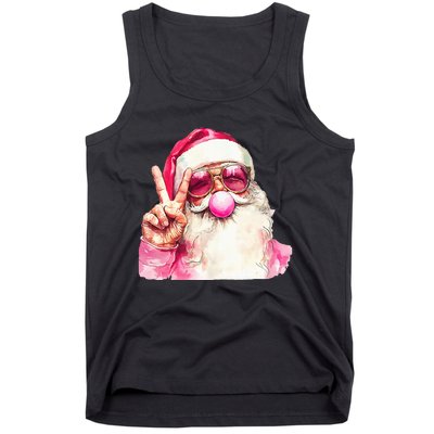 Cute Retro Santa Christmas Blowing Bubble Vintage Girly Tank Top