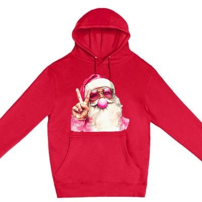 Cute Retro Santa Christmas Blowing Bubble Vintage Girly Premium Pullover Hoodie