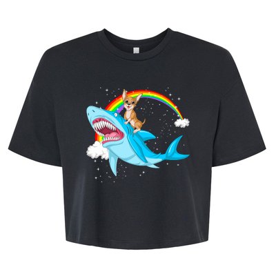 Chihuahua Riding Shark Bella+Canvas Jersey Crop Tee