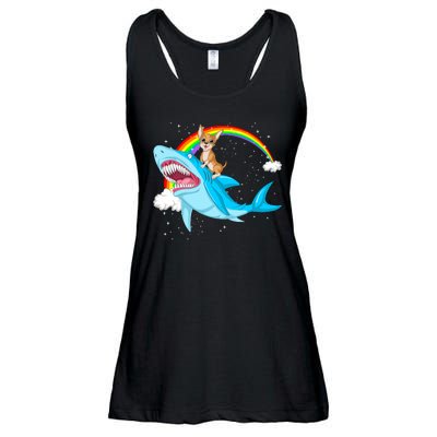 Chihuahua Riding Shark Ladies Essential Flowy Tank