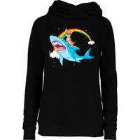 Chihuahua Riding Shark Womens Funnel Neck Pullover Hood