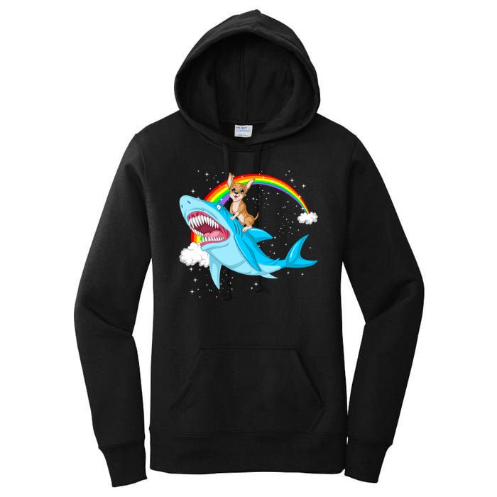 Chihuahua Riding Shark Women's Pullover Hoodie