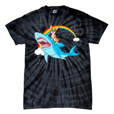 Chihuahua Riding Shark Tie-Dye T-Shirt