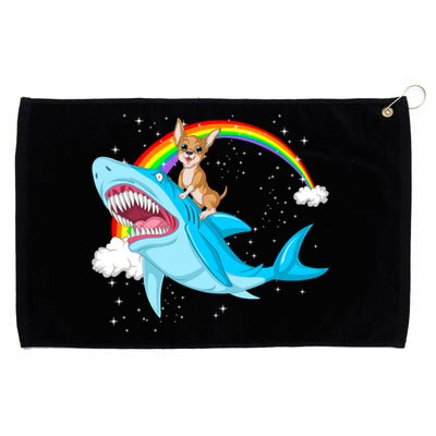 Chihuahua Riding Shark Grommeted Golf Towel