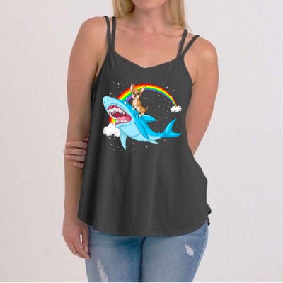 Chihuahua Riding Shark Women's Strappy Tank