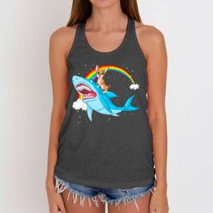 Chihuahua Riding Shark Women's Knotted Racerback Tank