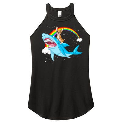 Chihuahua Riding Shark Women's Perfect Tri Rocker Tank