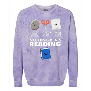 Cute Rock Scissors Paper Nothing Beats Reading Colorblast Crewneck Sweatshirt