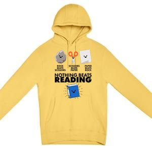 Cute Rock Scissors Paper Nothing Beats Reading Premium Pullover Hoodie