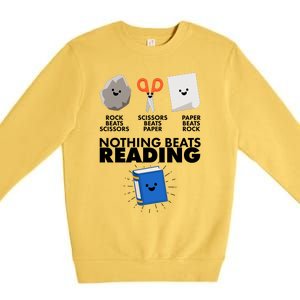 Cute Rock Scissors Paper Nothing Beats Reading Premium Crewneck Sweatshirt