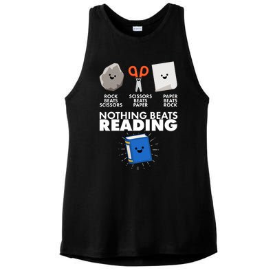 Cute Rock Scissors Paper Nothing Beats Reading Ladies PosiCharge Tri-Blend Wicking Tank